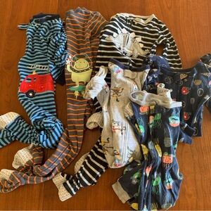 (6) Bundle of 3T Carters 100% Cotton Body Footie Pajamas Used Condition Boys